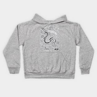 EgertronPuck's Snallygaster Gray Anatomy Illustration Kids Hoodie